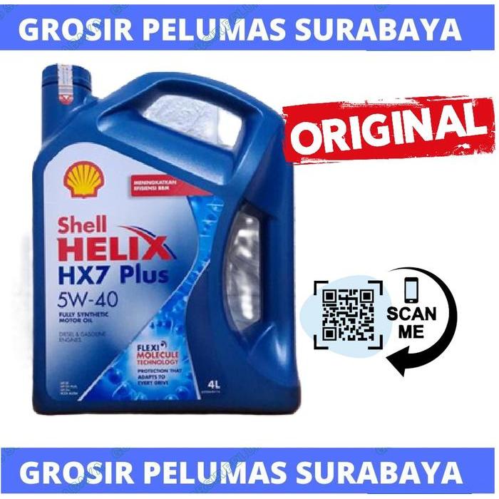 Shell Barcode Scan Shell Helix HX7 Plus 5W-40 SN Plus 4ltr Oli Mesin Multigrade SAE 5W-40 API Servic