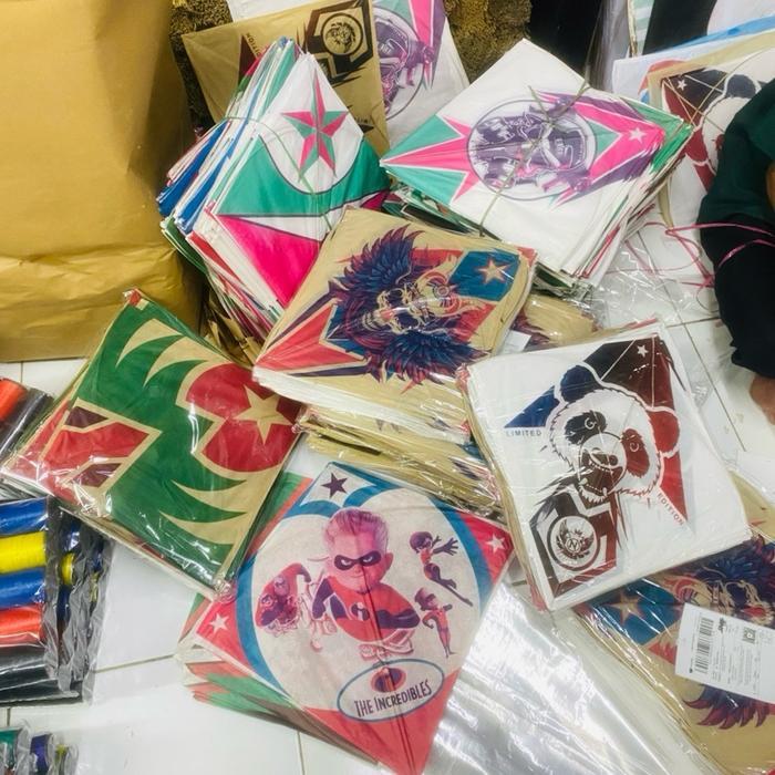 (1 pack) Grosir layangan sablon 55-58 murah bagus untuk dijual kembali / layangan anak / layangan ad