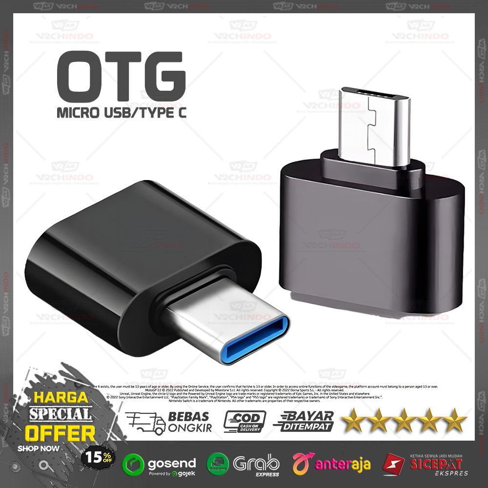 Mini OTG Adapter USB / Type-C V8 - Converter OTG USB / C V8 | HP Android Support Perangkat USB High 