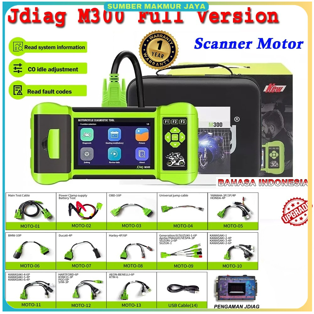 Sumar M300 Full Version Motorcycle OBD2 Scanner ABS Test Clear Fault Code Harley BMW Ducati All Moto