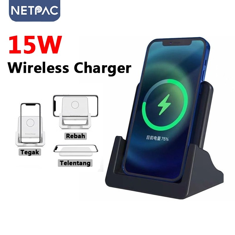 GIA|| NETPAC Wireless Charger Magnetic Charger Wireless Fast Charging 15W 2in1 Charger Docking or An