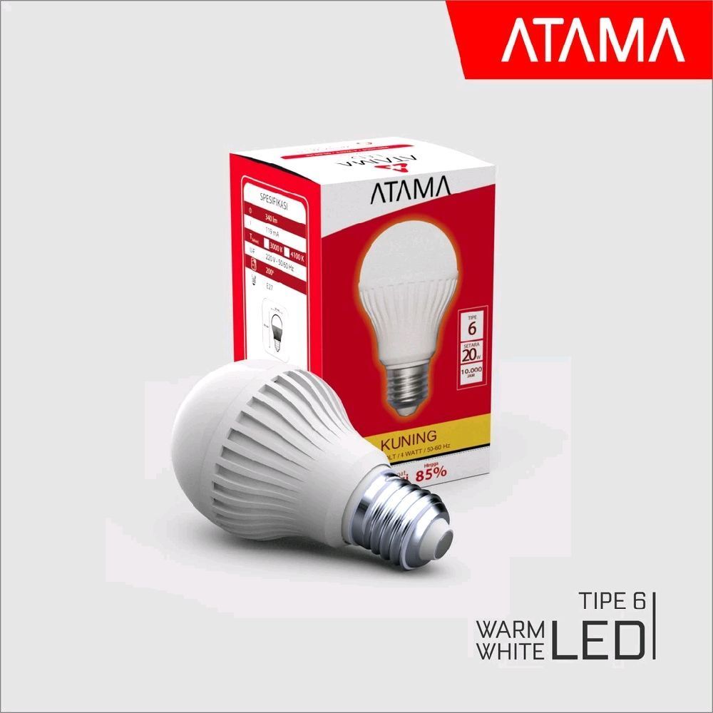 Lampu LED BULB ATAMA TIPE 6 Kuning ( 3000 K )