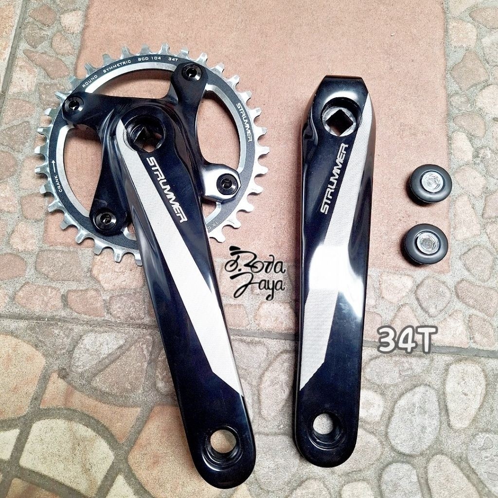 CHAINWHEEL GIR CRANK SINGLE SPEED STRUMMER CHAIN RING - ARM ALLOY BCD104 ARM 170mm 34T HITAM  - AKSE