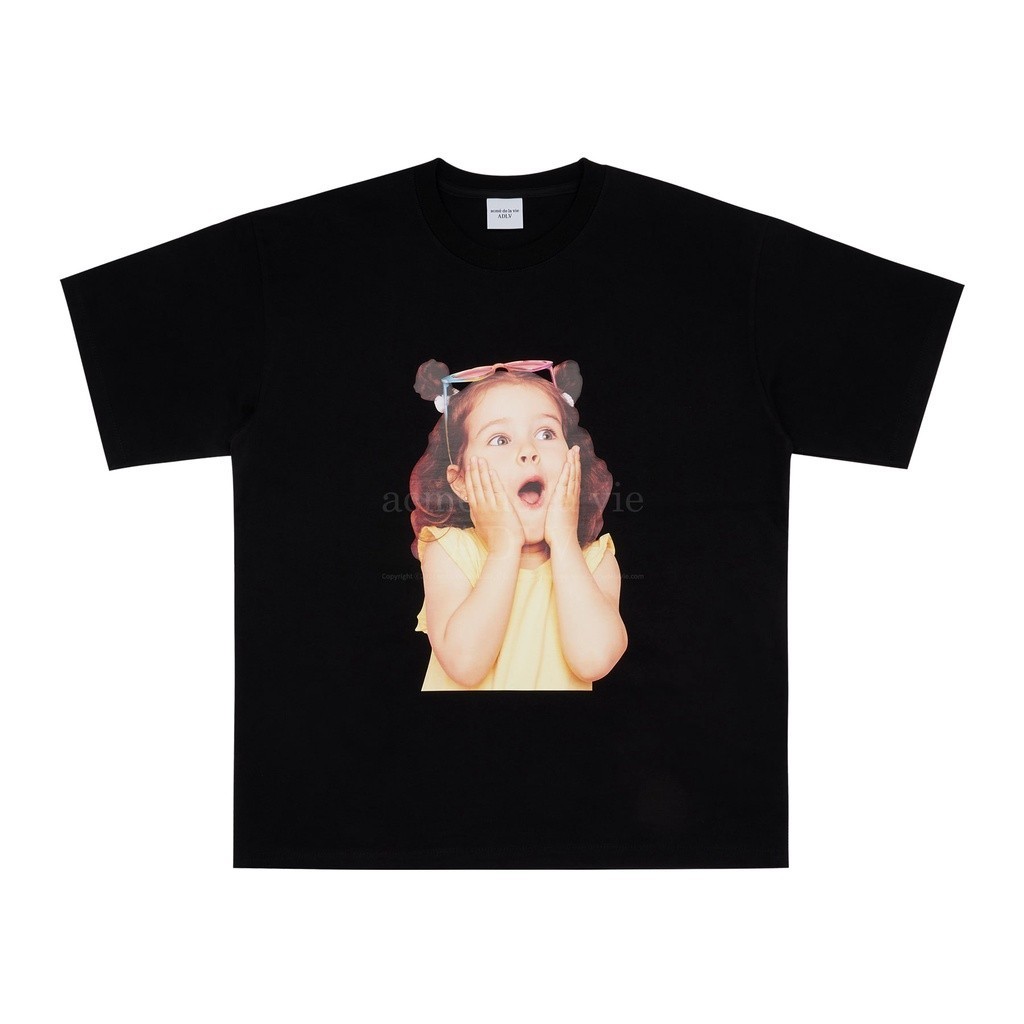 [ADLV] Baby Face Sunglasses Girl Short Sleeve T-Shirt Black - Kaos  Fit Unisex acme de la vie