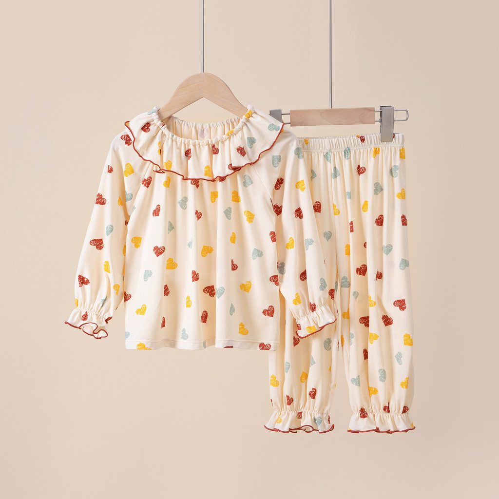 Summer Thin Children's Pajamas Lenzing Modal Girls Cartoon Long Sleeve Breathable Homewear Big Kids 