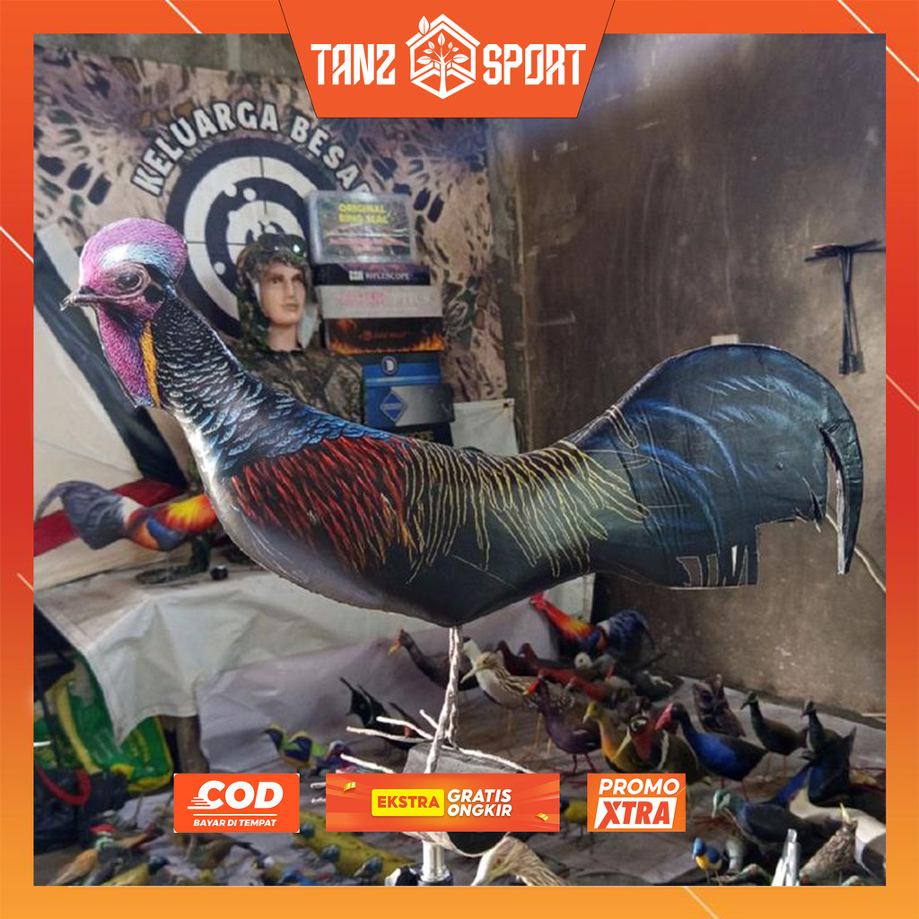 DEKORASI TAMAN PATUNG AYAM HUTAN CAWEHWER JONTROT AYAM HUTAN HIJAU JANTAN BETINA MIRIP ASLI BONEKA A