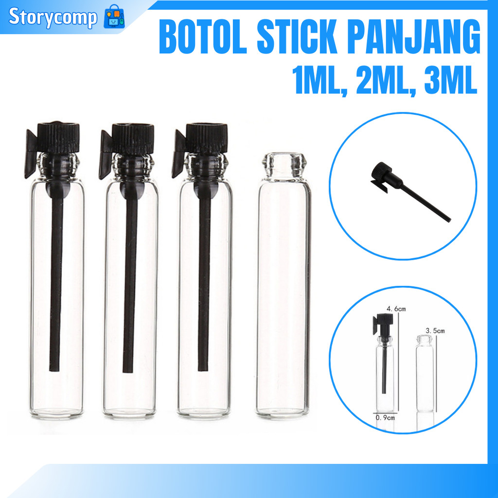 Botol Stick Panjang 1ml 2ml 3ml – Botol Oles Parfum Kaca Mini
