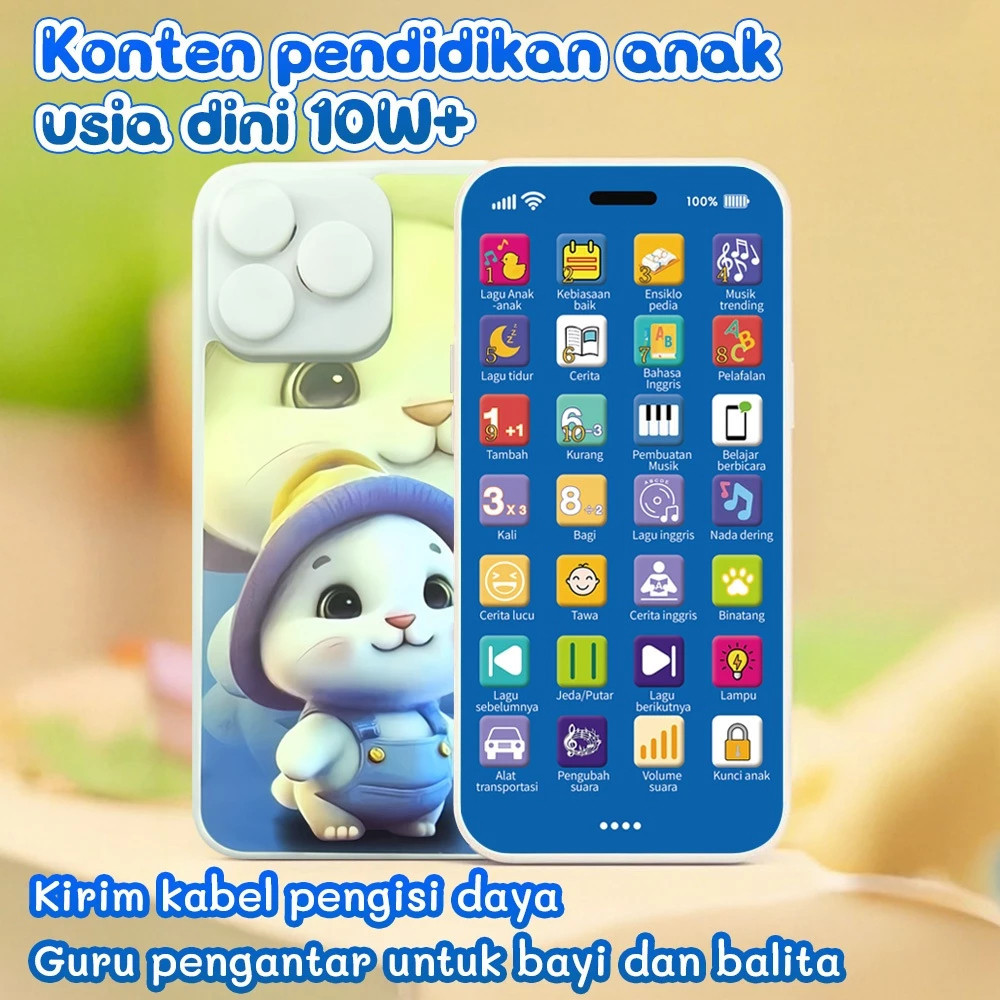 ACE - HP iPhone Mainan Anak Anak Telepon Seluler Anak-Anak Mainan Ponsel Bayi iPhone Anak Anak Fungs