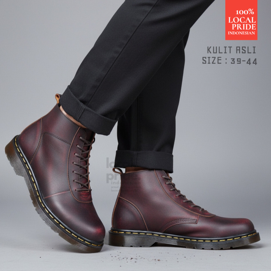 Sepatu Boots Kulit Pria GREATA SVEND 02 MAROON