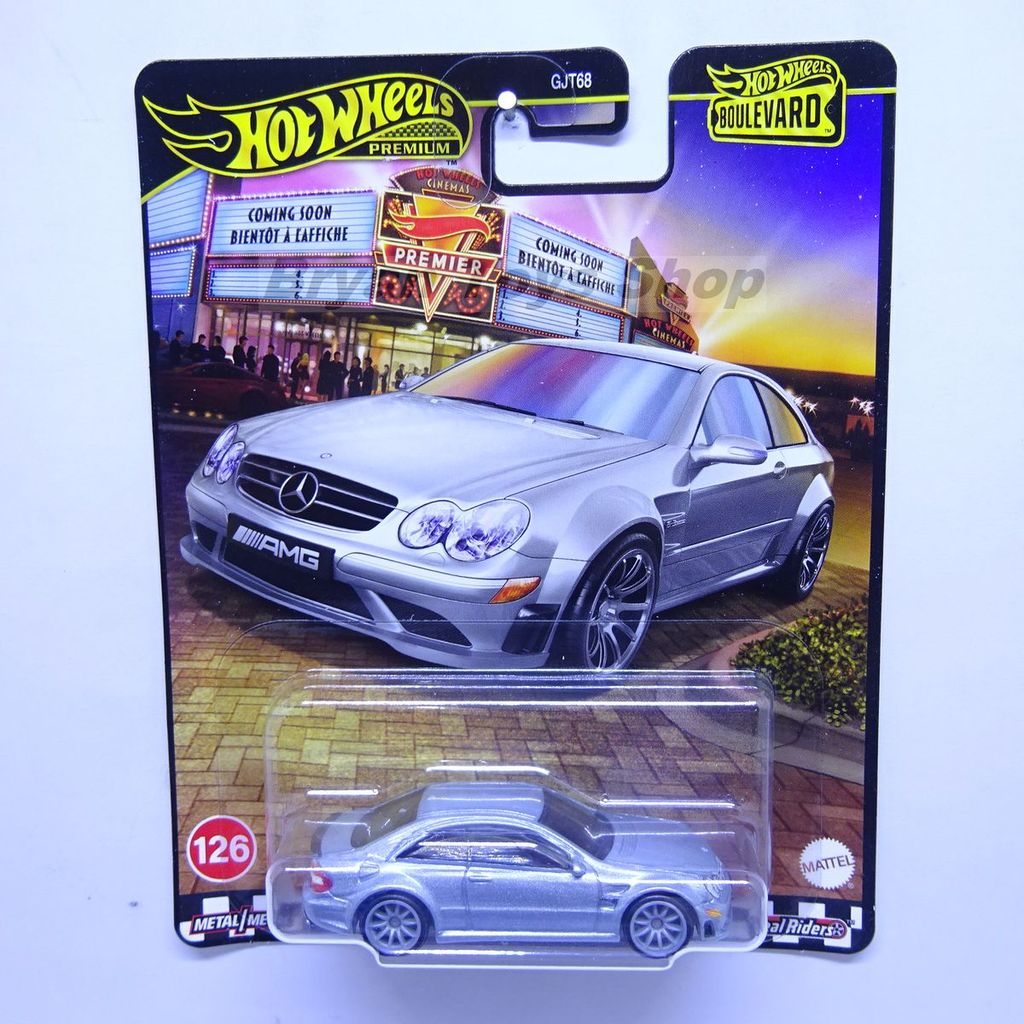 Hot Wheels Card Ketekuk Premium Boulevard 2008 Mercedes Benz CLK 63 AMG Black Series