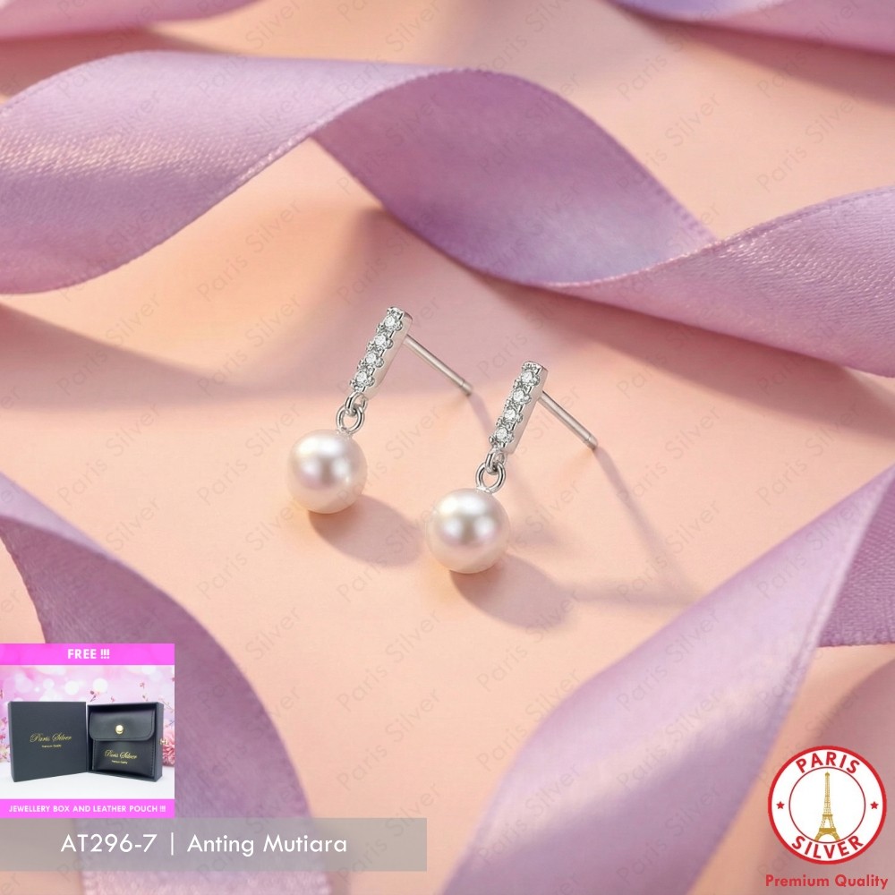 Anting Perak Asli 925 Model Mutiara Silver Lapis Emas Putih Cewek Tusuk Korea Giwang