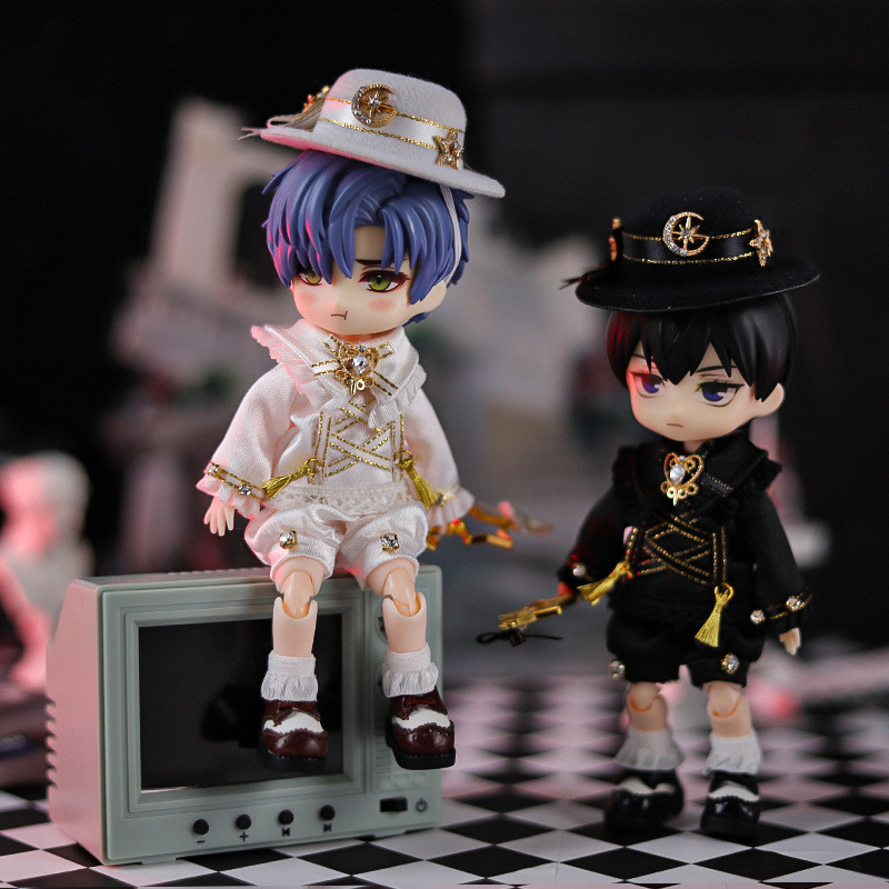 Ob11 Doll Gemini Set Black And White European Style Small Dress Doll nner Jackets Clothes For Ymy Do