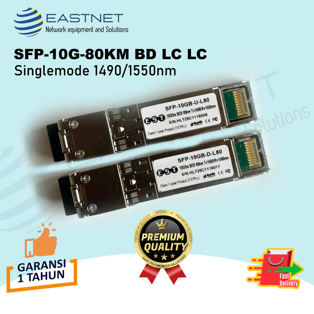 SFP BiDi 10G 80 KM 1490 / 1550 Compatible Mikrotik Cisco Huawei LC BIDI