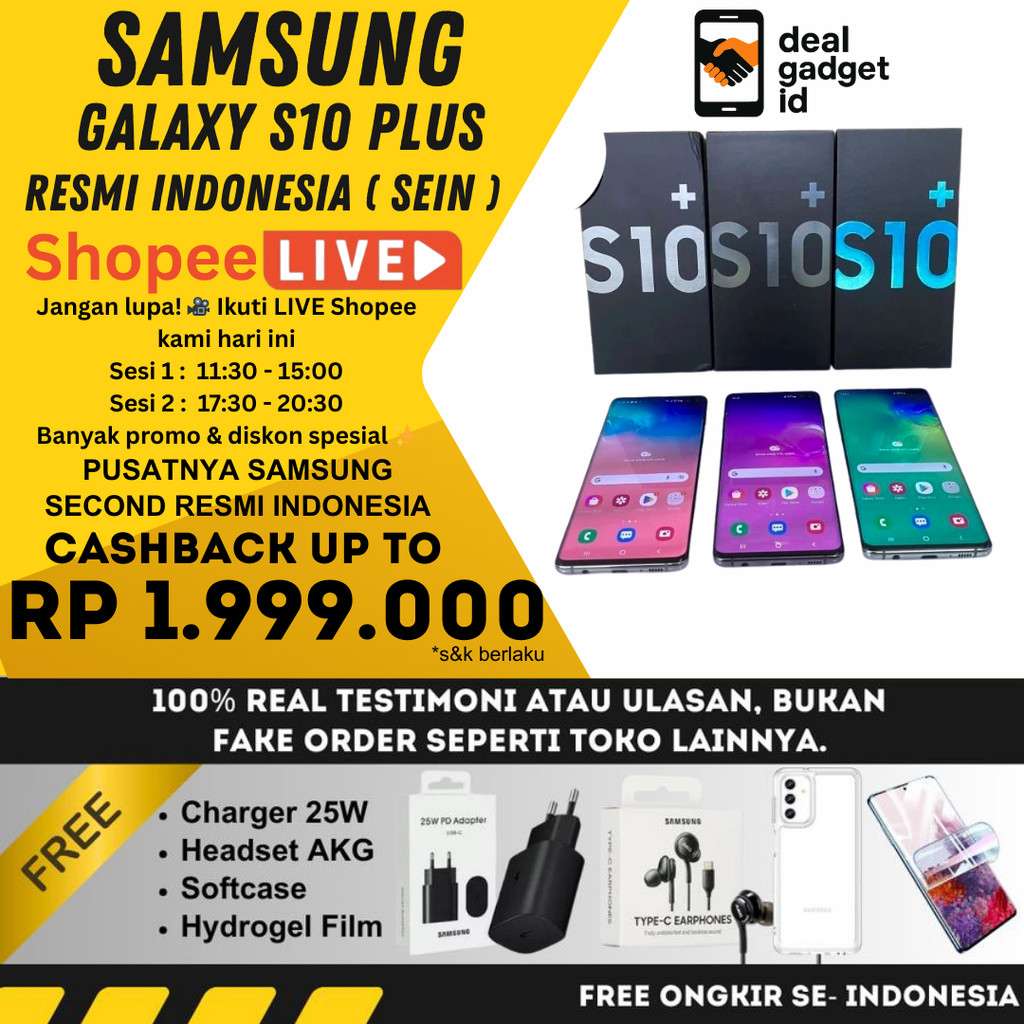 SEIN | Samsung Galaxy S10 Plus S10+ 8/128GB 8/512GB Second Resmi Indonesia | Bukan Handphone Inter