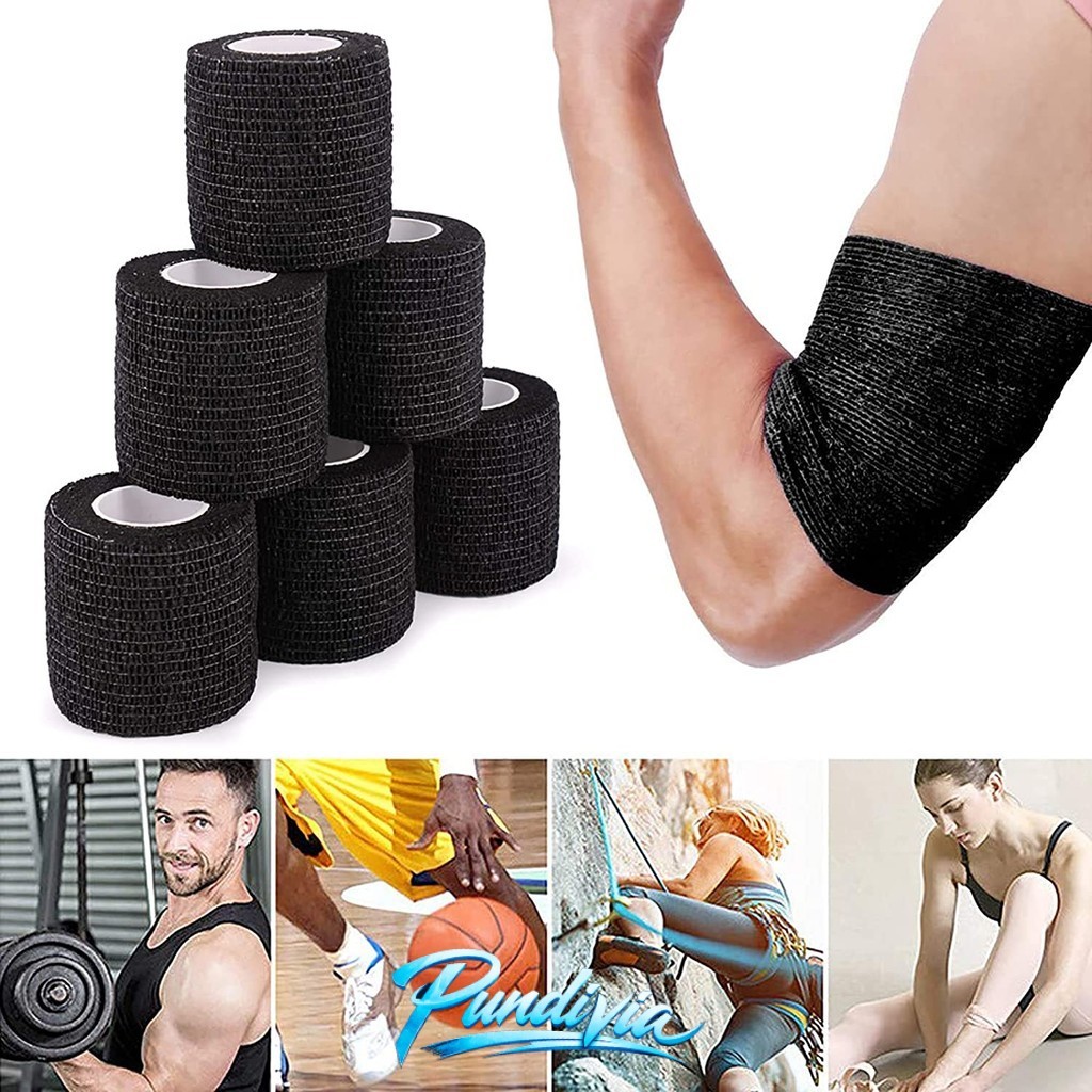 PUNDIVIA 5pcs Finger Tape 5cmx4.5m Perban Elastis Untuk Olahraga Voli Basket Gym Support Sendi Jari 