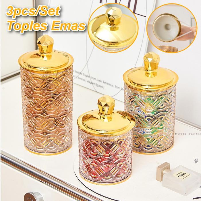 READY 3pcs/set Toples Lebaran Aesthetic Mewah / Toples Mewah Aesthetic Plastik Vintage Emas / Toples