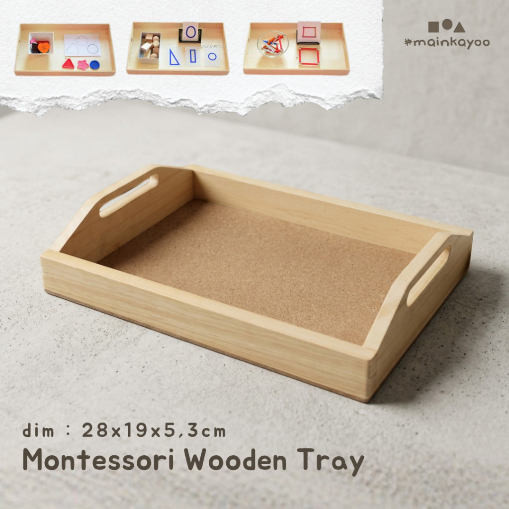 Montessori Wooden Tray - Wooden Sensory Play Tray - Wadah Bermain Montessori Anak