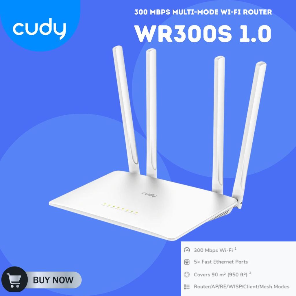 CUDY WR300S Wi-Fi Router/AP/RE/WISP/Client/Mesh Modes