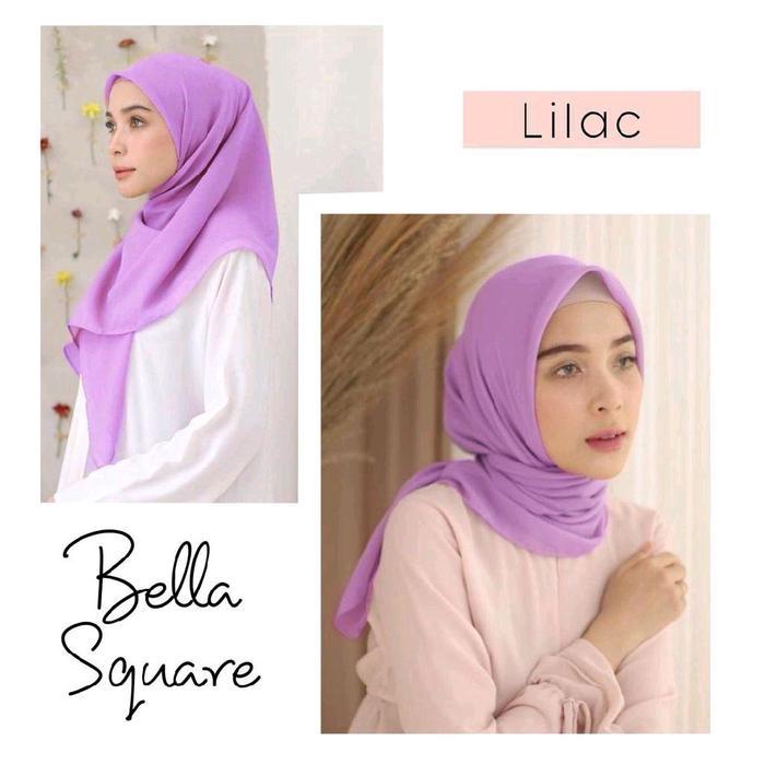 Kerudung Segi Empat Bella Square Hijab Square Premium | 60 Warna | size 115x115 | WARNA LILAC | - Li