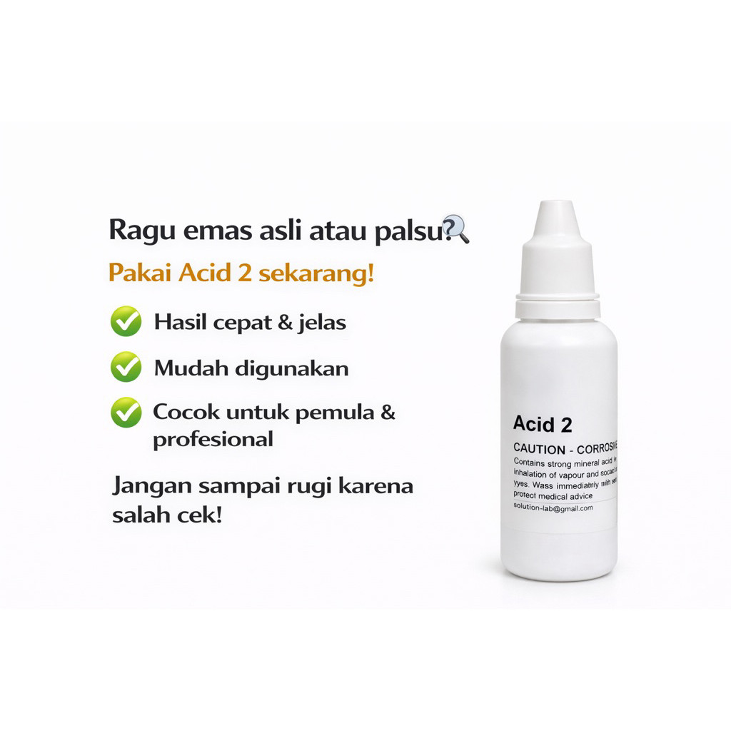 Cairan Uji Emas Acid 2 30ml | Test Emas Asli Palsu | Gold Tester Kit | Cek Kadar Karat Emas Akurat