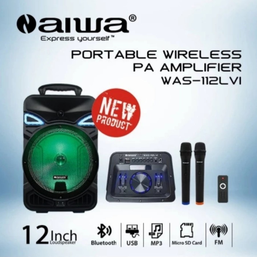 speaker aktif Portable aiwa was 112lvI a bluetooth
