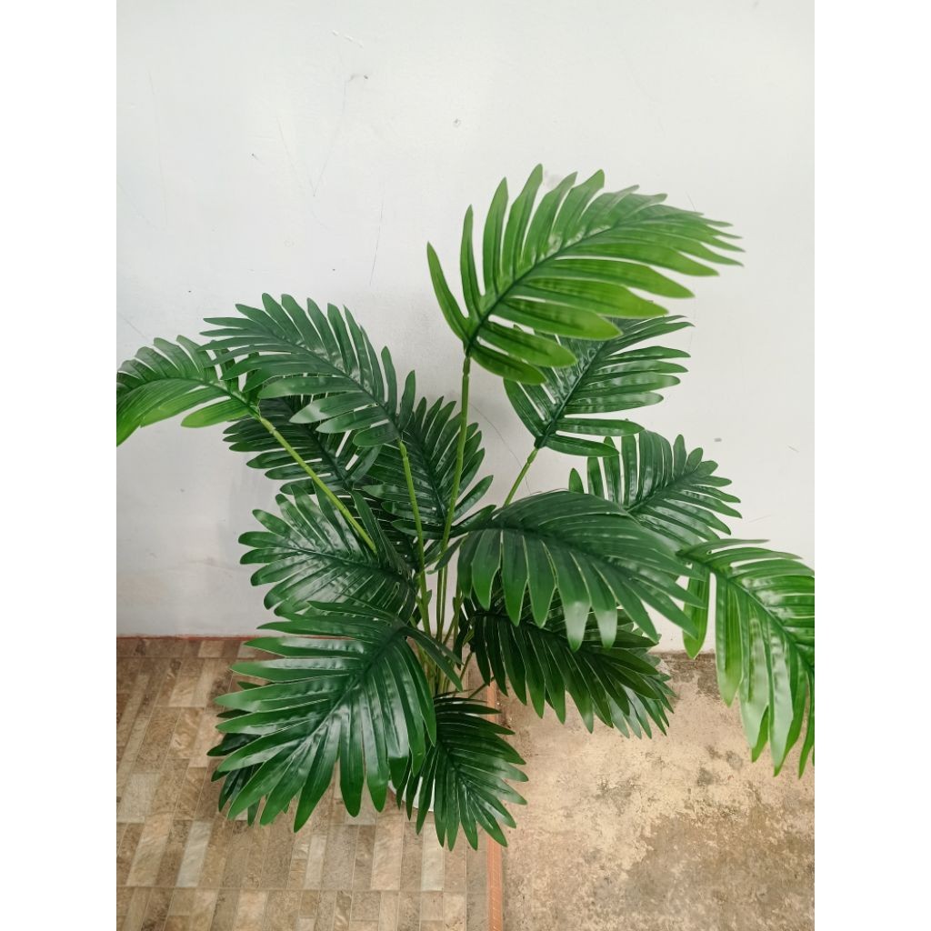 PROMOSet Pot Bulat + Tanaman Hias Palem dan Pisang Hias Artifisial | Tanaman Plastik ImitasiTERLARIS