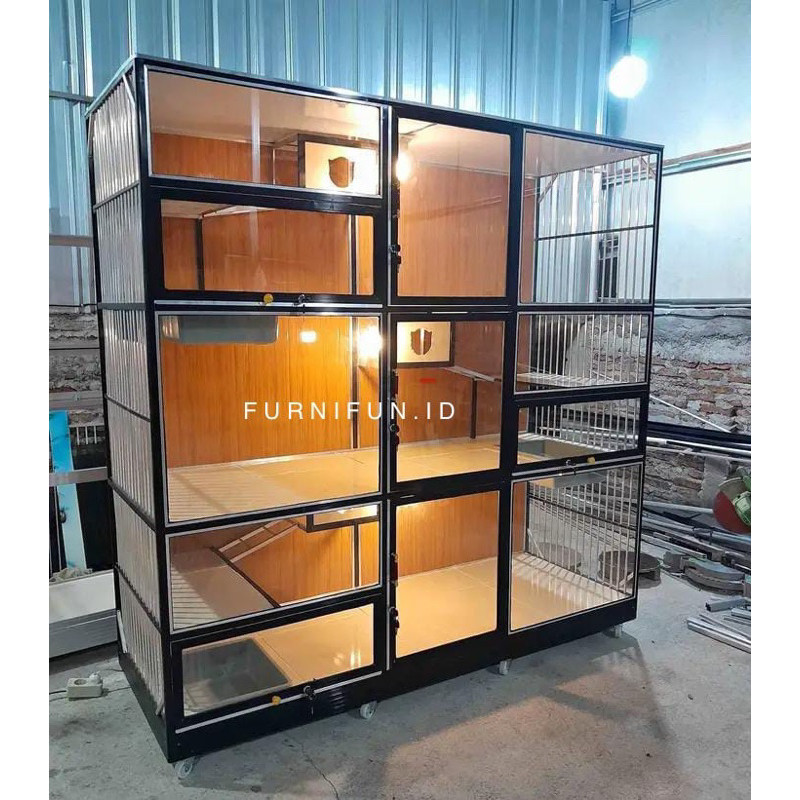 Premium Kandang Kucing Premium / Kandang kucing Kaca / Kandang Kucing Aluminium