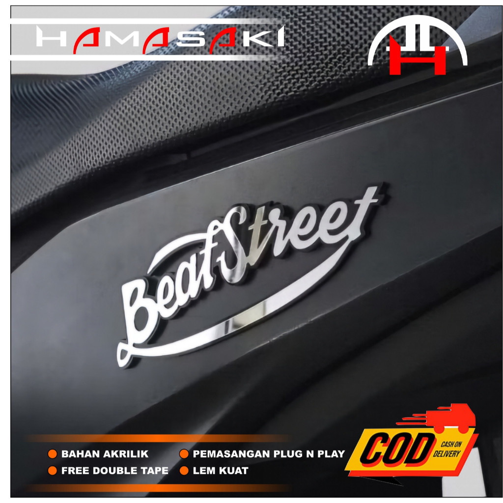 2PCS EMBLEM BEAT STREET STIKER BEAT STREET EMBLEM MOTOR STICKER TIMBUL 3D HONDA BEAT STREET LOGO BEA