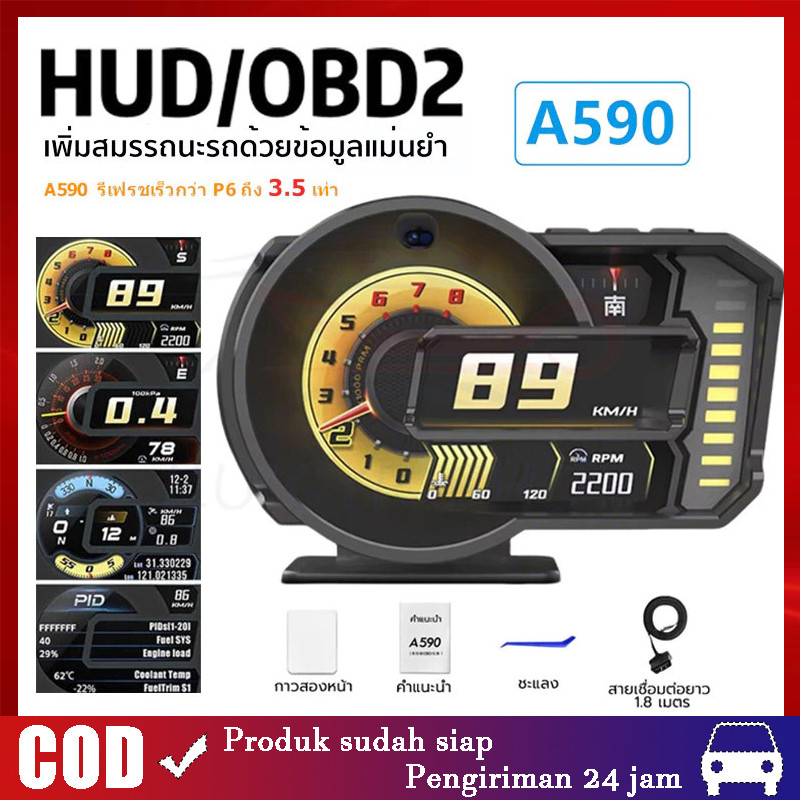 A590 P6 HUD OBD2 GPS Display Scanner Mobil Tachometer Kode Kesalahan Bisa Dihapus Car Smart Gauge Ki