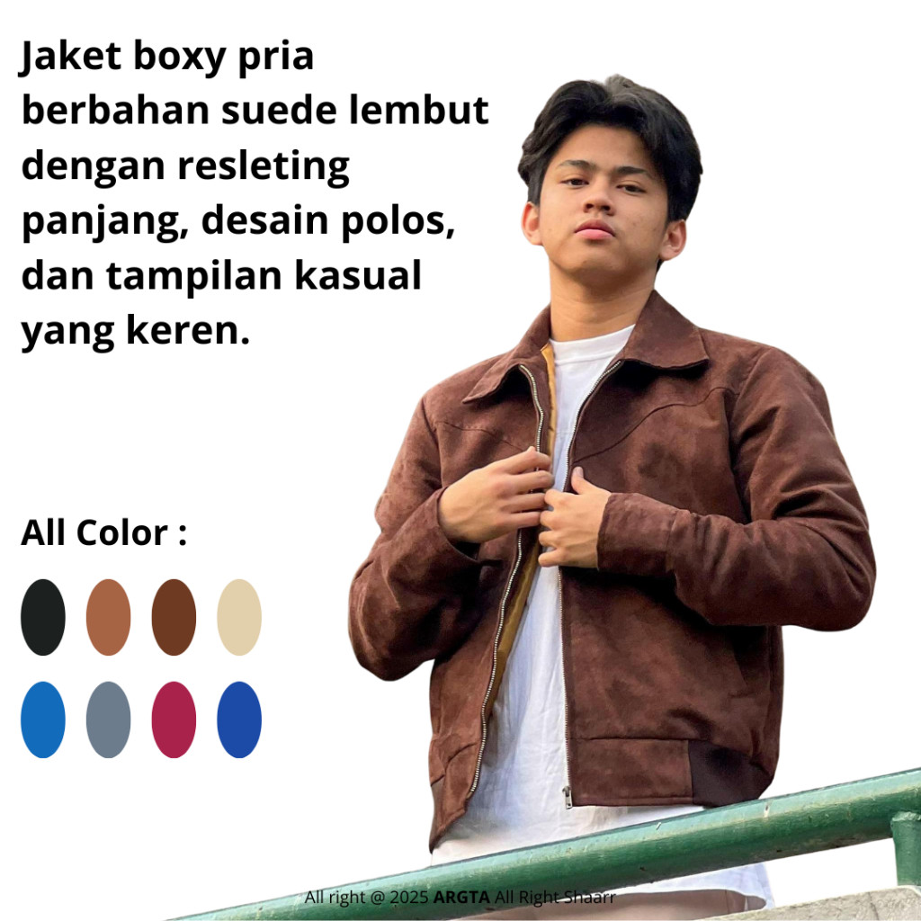 Jaket Boxy Pria Suede Vintage Work Jacket Boxy Fit