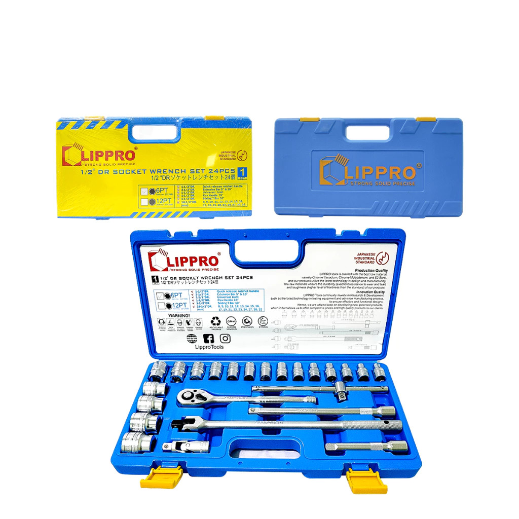 Kunci Sok Set 24pcs BOX PVC 6PT / 12PT LIPPRO KUNCI SOCK SHOCK SET 8-32MM