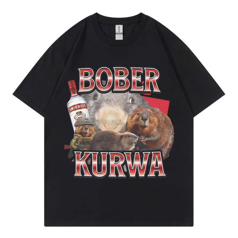 Tee Shirt Homme Graic T-Shirts Men Tshirt for Men Ropa Hombre Bober Kurwa Fun Mouse Meme Short Sleev