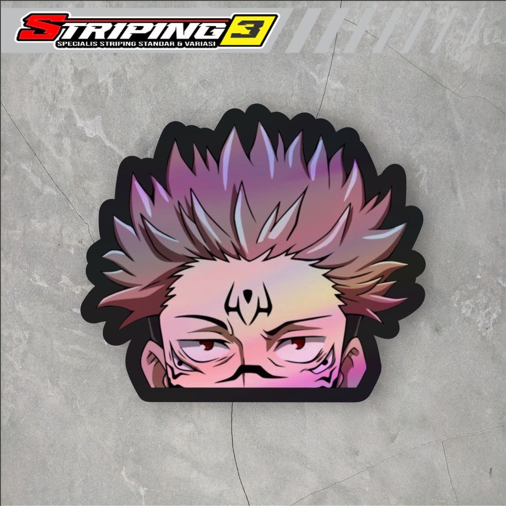 Sticker Hologram Anime Sukuna Sticker Case Hp & Laptop Ukuran 7 cm