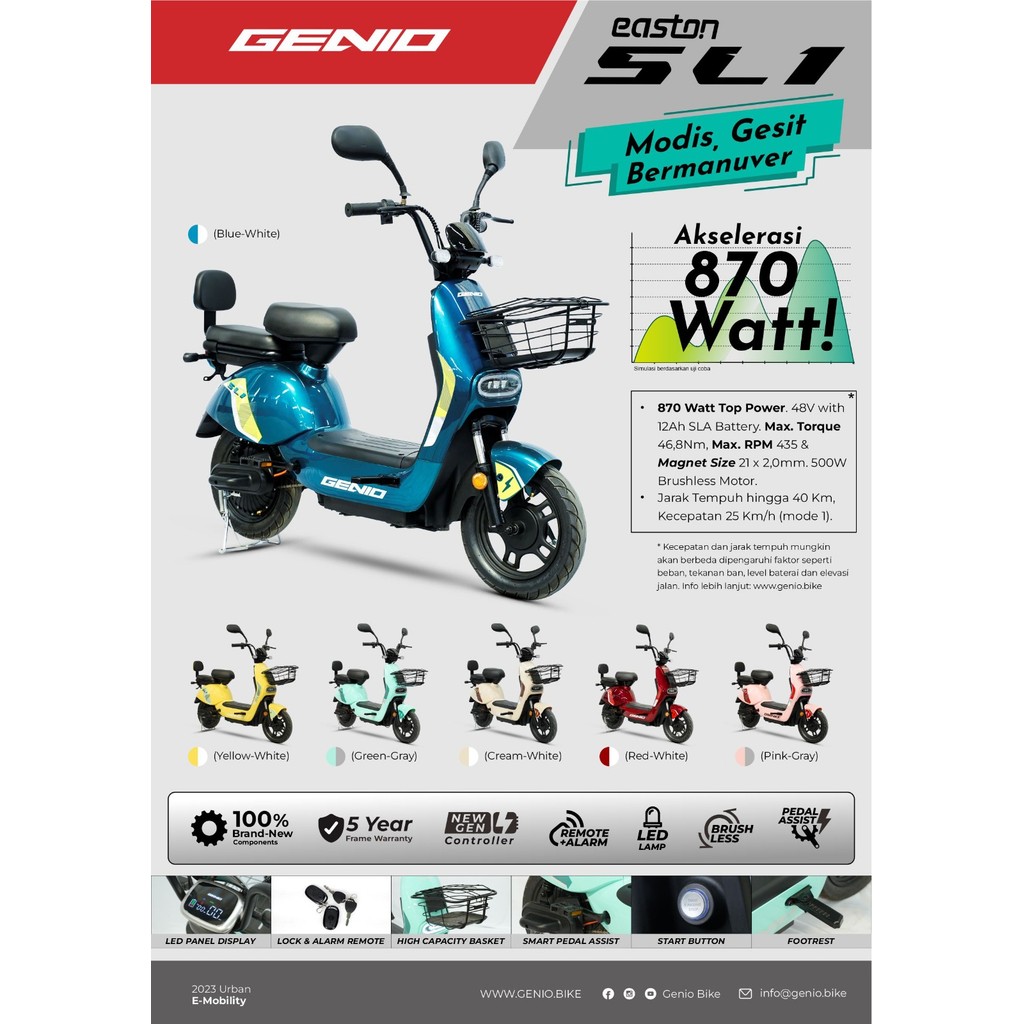 Sepeda Listrik Genio Easton SL1 By United Bike