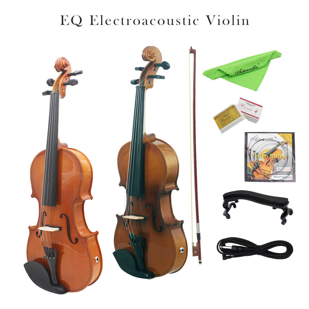 Astonvilla 44 Electroacoustic Violin EQ Electric Violin Set Maple Panel Violin for Performance Profe