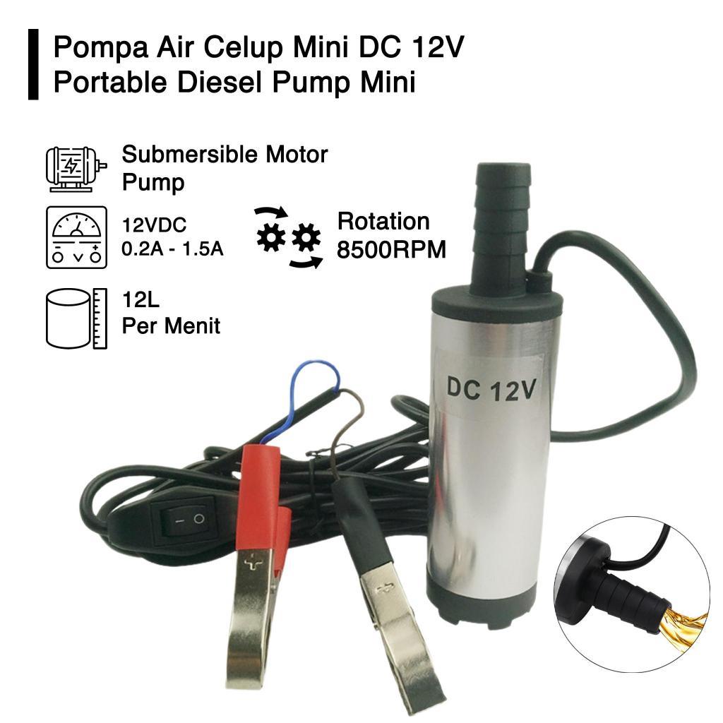 Pompa Air Celup Mini DC 12V Portable Diesel Pump Mini Oli Minyak Air