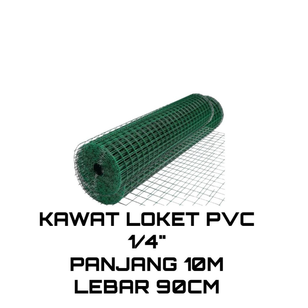 Kawat Loket Hijau pvc ROLL /ayakan pasir/jaring hewan/pembatas pagar/kawat lapis pvc anti karat