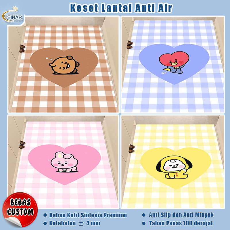 Sinar - Keset Kamar Karakter BT21 BTS Gingham | Alas Bermain Anak Empuk - Custom