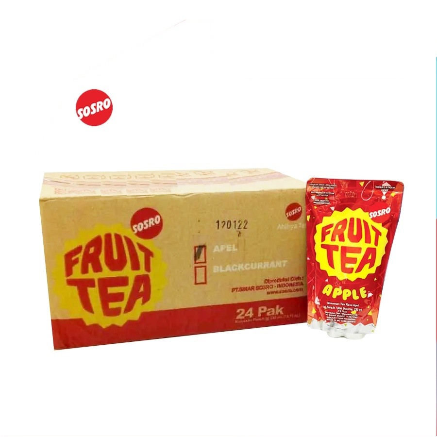 [UniGrosir] Sosro Fruit Tea Apple Pouch 200 ml x 24 pcs DUS Teh Buah Apel