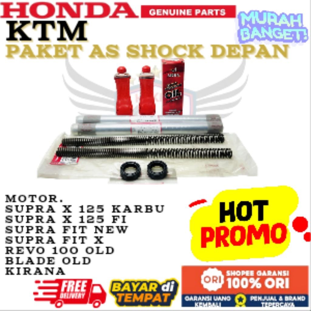 KTM ORIGINAL PAKET AS SHOCK DEPAN KOMPLIT HONDA SUPRA X 125 KARBU, PAKET AS SHOCK DEPAN HONDA SUPRA 