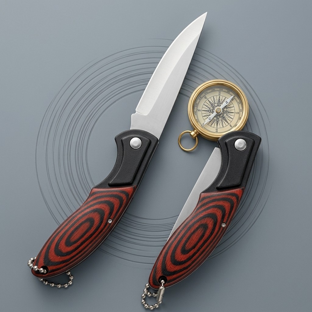Pisau Lipat Kayu Survival Original Premium Portabel Motif Natural Outdoor