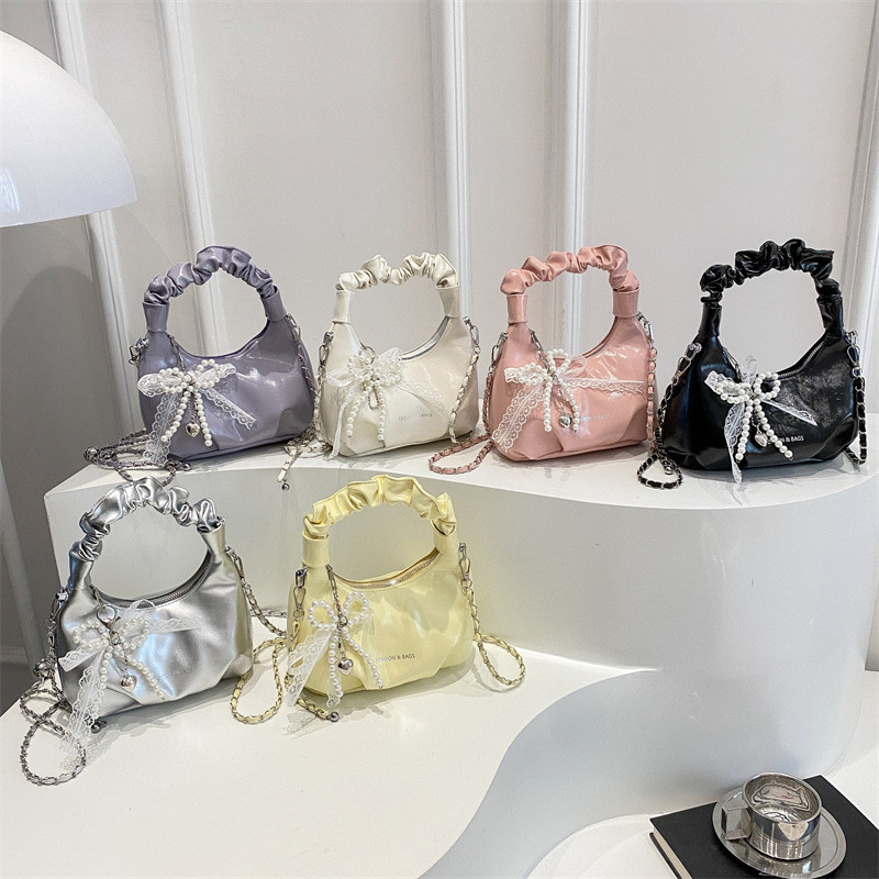 Tas Selempang Kulit Wanita Tas Cewek Handbag Mutiara Rantai Mini Slingbag