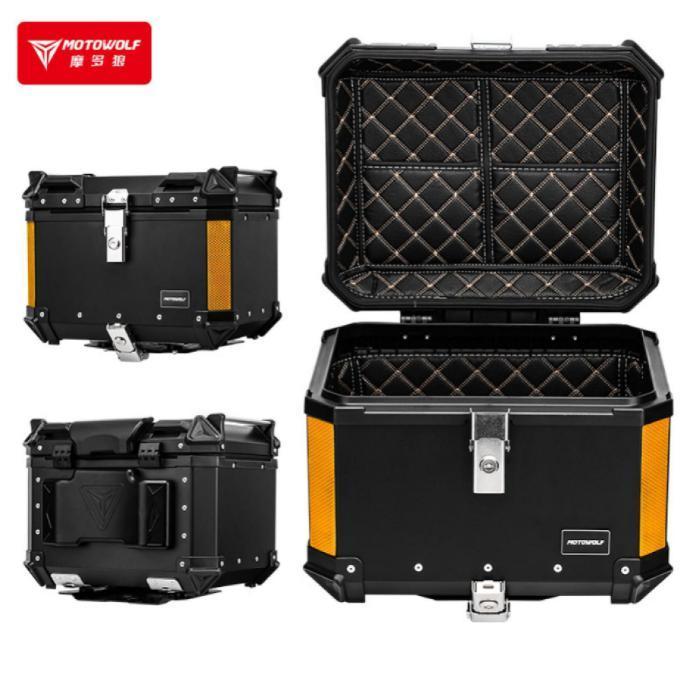 BOX Motor Touring MOTOWOLF Tail Top Box Almunium Alloy Case Pannier - BLACK, 35L