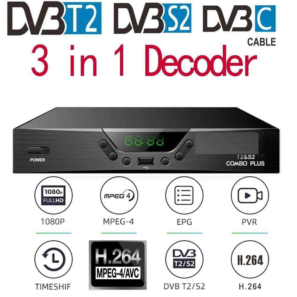 Combo 2 in 1 Decoder DVB T2 S2  gital Tuner Satellite TV Receiver H264 TV Decoder 1080P Full HD PVR 