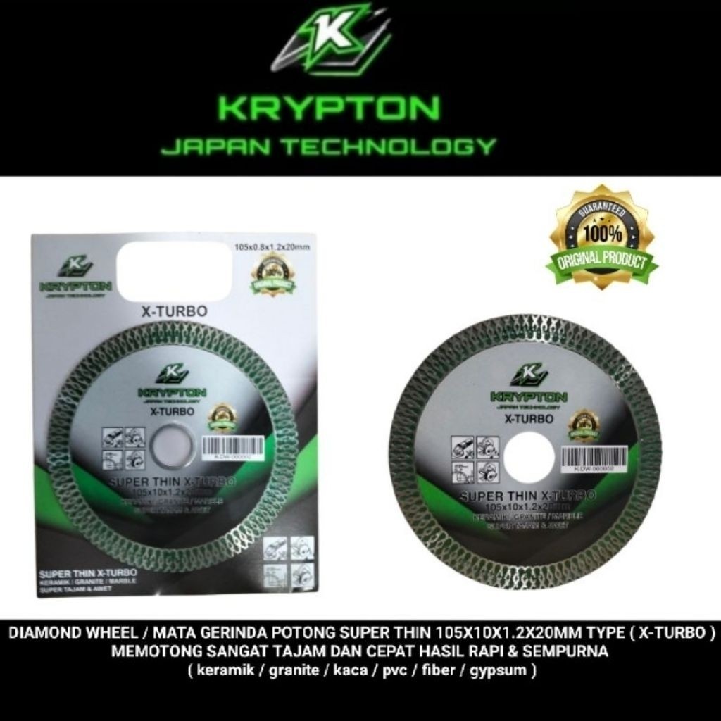 KRYPTON Diamond wheel / mata potong 4" ( keramik / granite / marmer ) Japan technology kayla tech