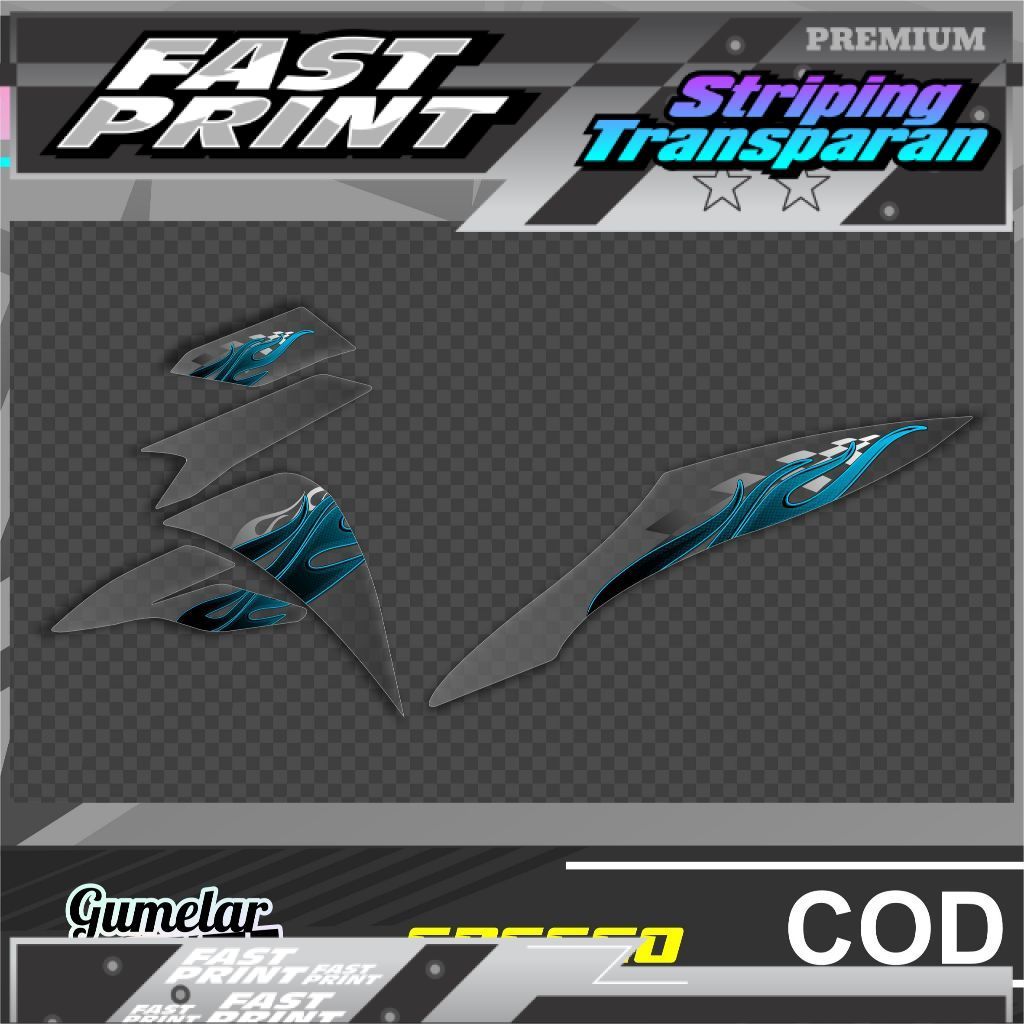 Striping Transparan Clear Simpel Yamaha Freego Livery Biru Sudah Cutting Tinggal Tempel