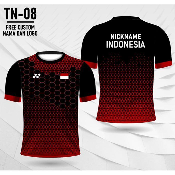 Jersey tenis lapangan yonex baju kaos tennis timnas indonesia - Hitam, XS