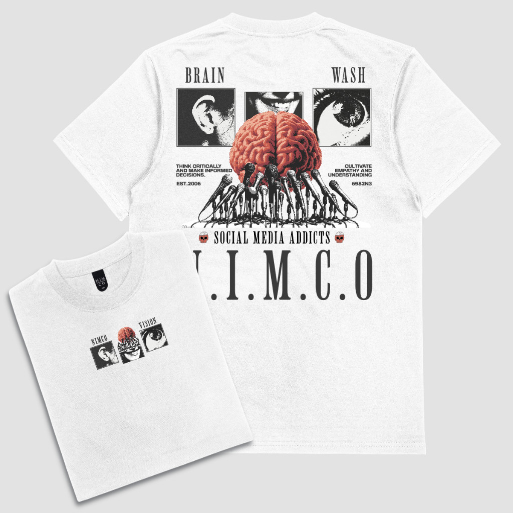 Kaos Nimco Vision Blue 6982 VSNN4 White Tshirt - Kaos pria distro original 100%
