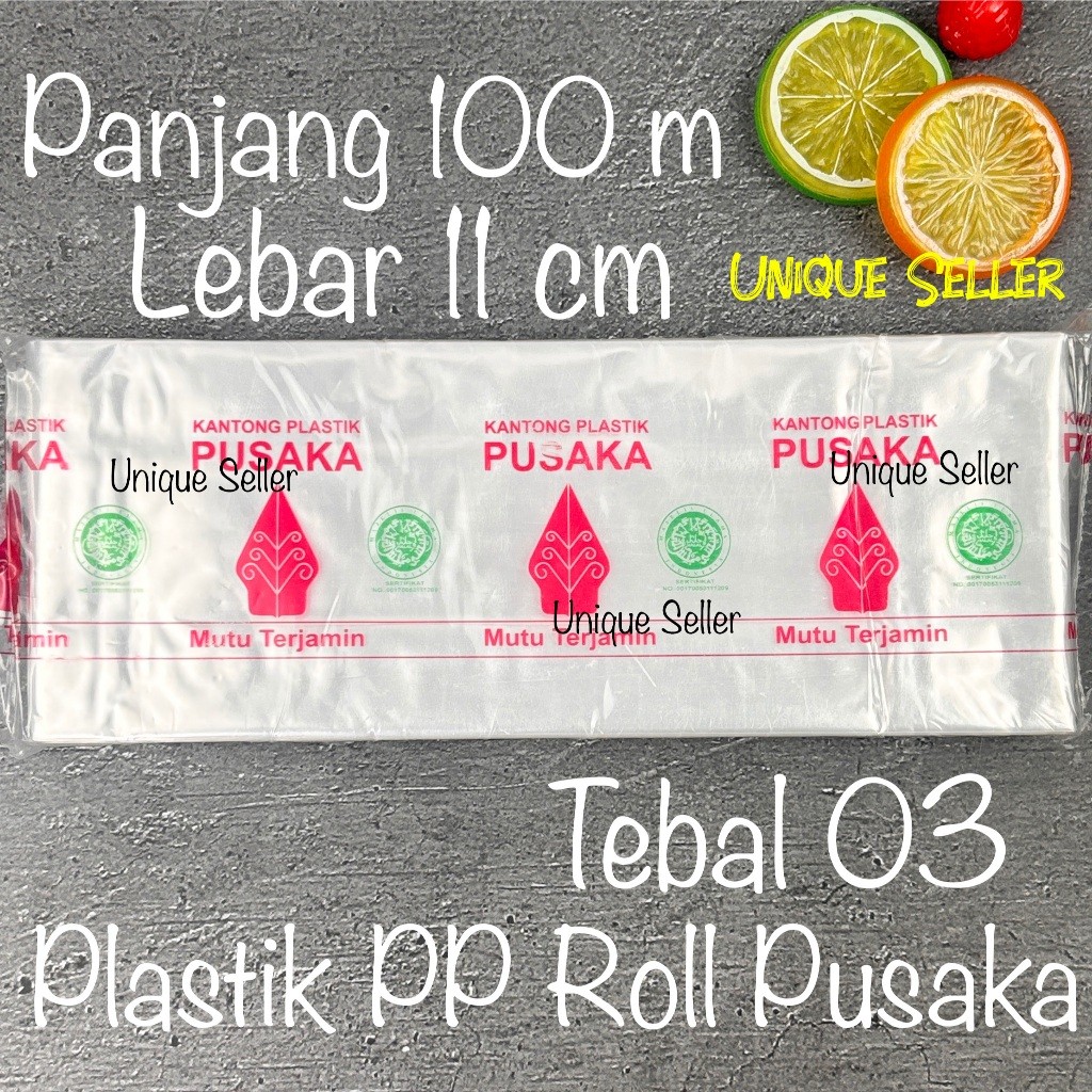 Plastik PP ROLL 11cm 11 cm Tebal 03 Panjang 100m PUSAKA Plastik Pembungkus Kacang Biji Teh Kue Roti