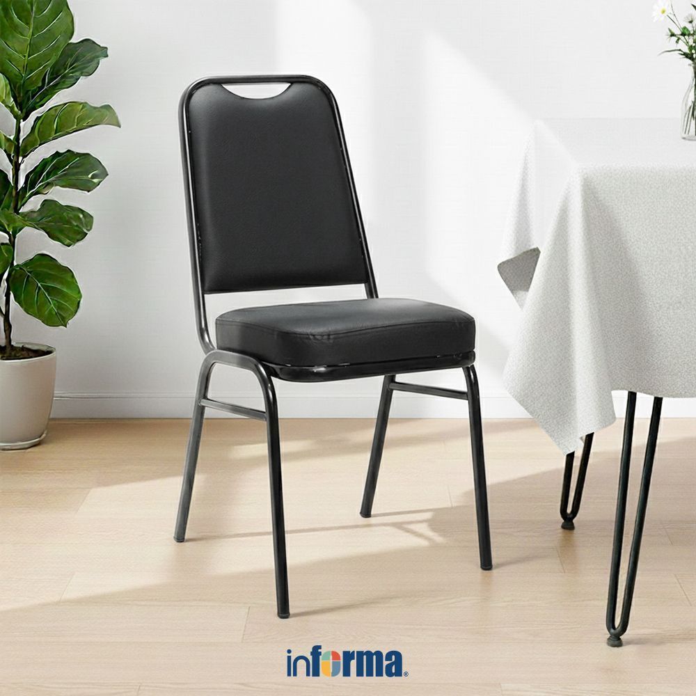 Informa Haris Kursi Banquet Kulit - Hitam Multipurpose Chair Kursi Makan Cafe Restoran Serbaguna Bal
